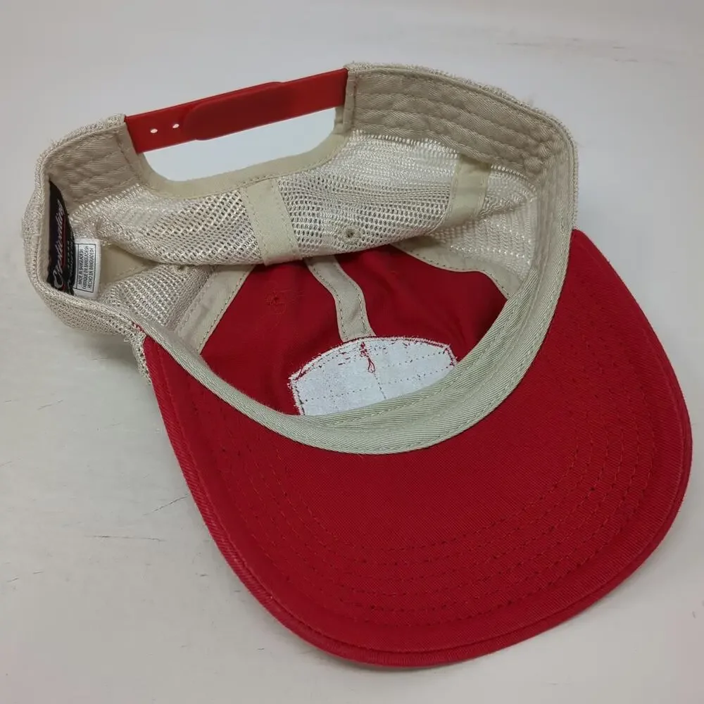 Captivating Utah Utes NCAA Red Beige One Size Snapback Patch Logo Trucker Hat